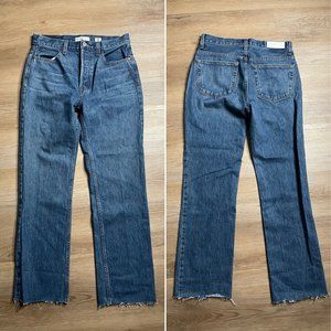 RE/DONE Originals High Rise Raw Hem flare jeans 29 8 dark rinse blue medium wash